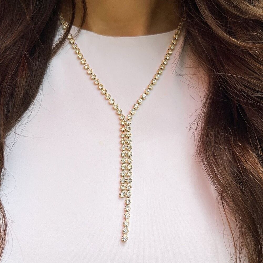 Nordstrom statement rhinestone Y necklace 